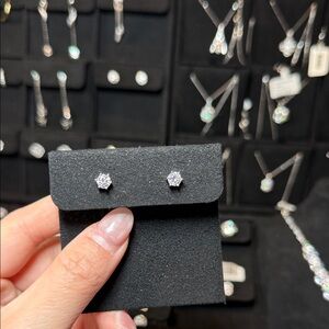 Elegant Silver Moissanite Stud Earrings - Silver